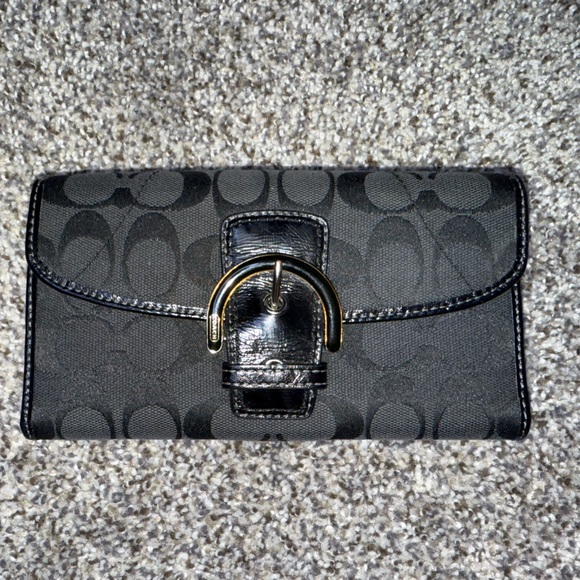 Coach Handbags - Coach black fold over snap wallet
